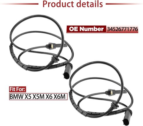 ABS Wheel Speed Sensor 2-Pack - Compatible with BMW X5 X6 - Replaces OE# 34526771776, ALS1832 - Front in Saudi Arabia