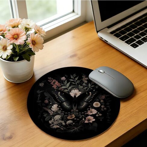 Butterfly Mouse Pad, Boho Butterfly and Moth Mousepad Mouse Mat with Non-Slip Rubber Base for Home Office Desk Accessories, Desk Supplies for Women Office Aesthetic,7.9x7.9 Inch in Saudi Arabia