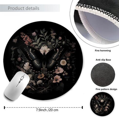 Butterfly Mouse Pad, Boho Butterfly and Moth Mousepad Mouse Mat with Non-Slip Rubber Base for Home Office Desk Accessories, Desk Supplies for Women Office Aesthetic,7.9x7.9 Inch in Saudi Arabia