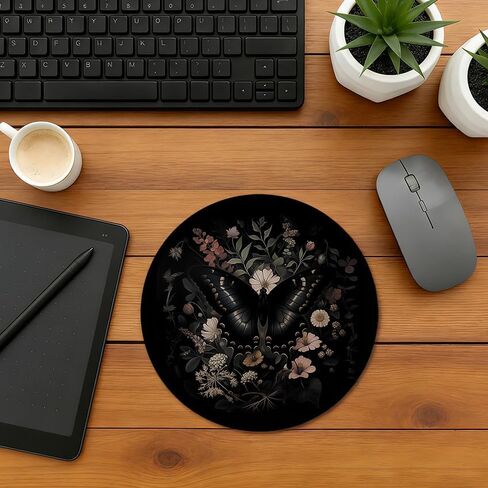 Butterfly Mouse Pad, Boho Butterfly and Moth Mousepad Mouse Mat with Non-Slip Rubber Base for Home Office Desk Accessories, Desk Supplies for Women Office Aesthetic,7.9x7.9 Inch in Saudi Arabia