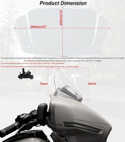 فاصل الرياح للزجاج الأمامي مقاس 8 بوصات يناسب Harley Davidson CVO Street Glide FLHXSE 2023-up، Street Glide FLHX 2024-up، 2025-up FLHXU، 2026-up FLHLT، FLHLTSE، FLHXL، FLHXLSE، FLHXSTSE in Kuwait