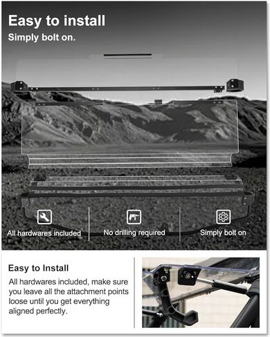 KIWI MASTER Flip Up Windshield for 2024-2026 Polaris RZR XP 1000/RZR XP S 1000 Accessories, Hard Coat Poly Front Window, Heavy Duty Polycarbonate, Scratch Resistant in Saudi Arabia