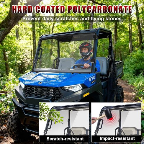 الزجاج الأمامي StarknightMT متوافق مع Polaris Ranger SP 570 2022-2026، Ranger متوسط ​​الحجم 570 500 EV ETX 2015-2022، زجاج أمامي كامل UTV شفاف مقاوم للخدش in Saudi Arabia