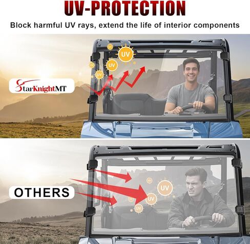 الزجاج الأمامي StarknightMT متوافق مع Polaris Ranger SP 570 2022-2026، Ranger متوسط ​​الحجم 570 500 EV ETX 2015-2022، زجاج أمامي كامل UTV شفاف مقاوم للخدش in Saudi Arabia