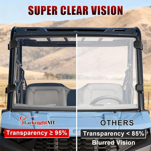 الزجاج الأمامي StarknightMT متوافق مع Polaris Ranger SP 570 2022-2026، Ranger متوسط ​​الحجم 570 500 EV ETX 2015-2022، زجاج أمامي كامل UTV شفاف مقاوم للخدش in Saudi Arabia