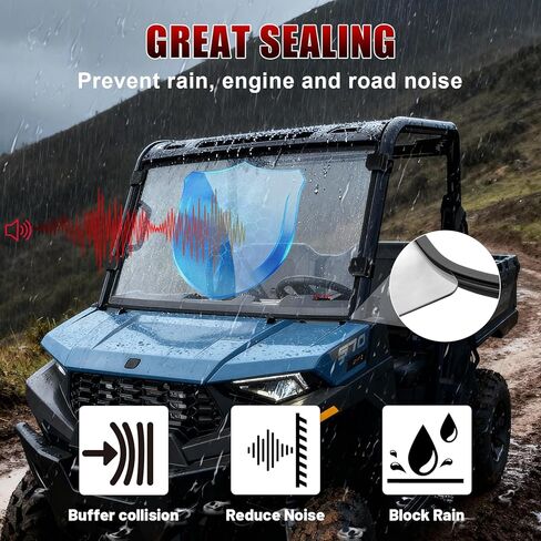 الزجاج الأمامي StarknightMT متوافق مع Polaris Ranger SP 570 2022-2026، Ranger متوسط ​​الحجم 570 500 EV ETX 2015-2022، زجاج أمامي كامل UTV شفاف مقاوم للخدش in Saudi Arabia