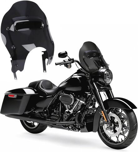 Thick Windshield w/Vented & Bracket Kit for Harley Road King FLHR/I Classic FLHRC/I Special FLHRXS 1996-2024 Detachable Windscreen Wind Splitter (Black w/Black Bracket) in Saudi Arabia