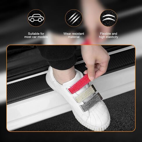 4 PCS Car Door Sill Protector, Anti-Scratch PVC Sill Protection Sticker, Anti-Impact Scuff-Resistant Auto Threshold Cover Strips, Universal for Most Cars, SUV, Truck (Black) in Saudi Arabia