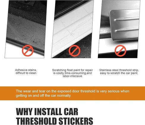 4 PCS Car Door Sill Protector, Anti-Scratch PVC Sill Protection Sticker, Anti-Impact Scuff-Resistant Auto Threshold Cover Strips, Universal for Most Cars, SUV, Truck (Black) in Saudi Arabia
