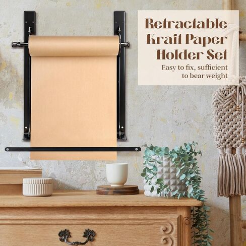 Novabright 15.5-27.5 Inch Kraft Paper Roll Dispenser Wall Mounted Retractable Butcher Paper Roll Holder to Do Lists for Home Decoration, DIY Drawing, Art Work, Calendars in Saudi Arabia