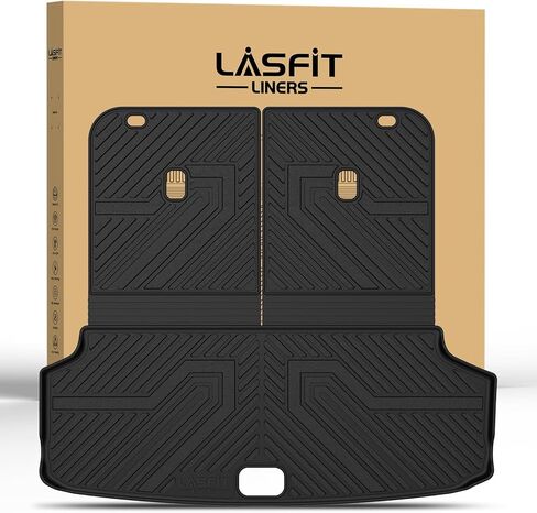 LASFIT Backrest & Cargo Mats for Kia EV9 2024-2026, All Weather TPE Easy Clean Durable No-Curling Custom Fit for Kia EV9 2026 2025 2024 Trunk Liners & Seatback, Black in Saudi Arabia