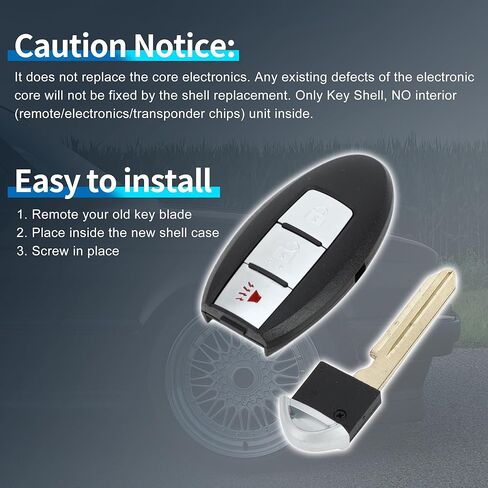 X AUTOHAUX مفتاح شل حالة دخول بدون مفتاح عن بعد مفتاح فوب استبدال حالة لنيسان 370Z 2010-2019 لنيسان مورانو 2009-2014 3 أزرار KR55WK48903 KR55WK49622 in Kuwait