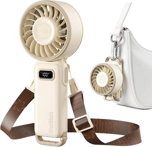 Diveblues Portable Turbo Fan, 7.4m/s High Speed Handheld Fan, 180° Foldable 4-in-1 Personal Neck Fan with Carabiner Clip, 100 Speed Stepless Control, USB-C Rechargeable for Travel, Makeup Hot Flashes in Kuwait