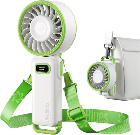 Diveblues Portable Turbo Fan, 7.4m/s High Speed Handheld Fan, 180° Foldable 4-in-1 Personal Neck Fan with Carabiner Clip, 100 Speed Stepless Control, USB-C Rechargeable for Travel, Makeup Hot Flashes in Saudi Arabia