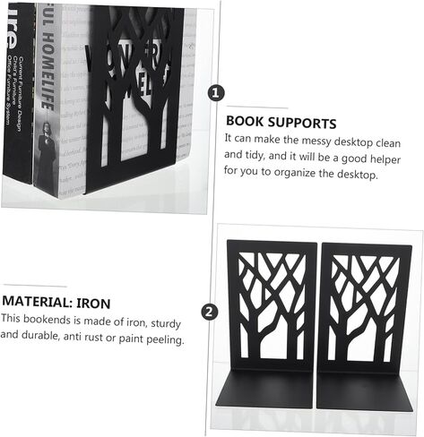 NUOBESTY 2pcs Heavy-Duty Iron Bookend Supports Non-Skid Decorative Book Holders for Home Office and Library Organization Sturdy Design in Saudi Arabia