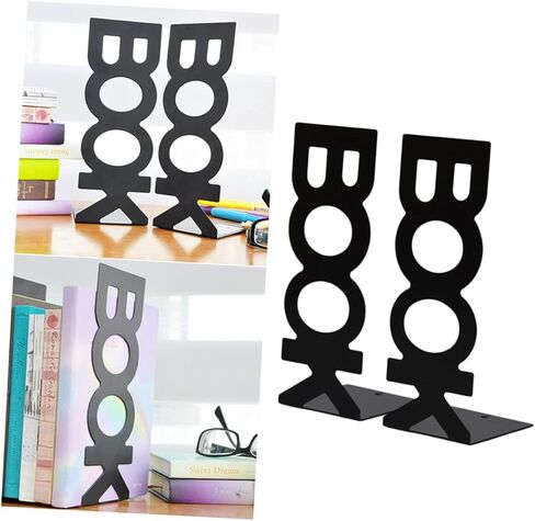 NUOBESTY Retro Bookends Organizer Creative Book Frame for Home Office Black Sturdy Design to Keep Books Organized View in Saudi Arabia