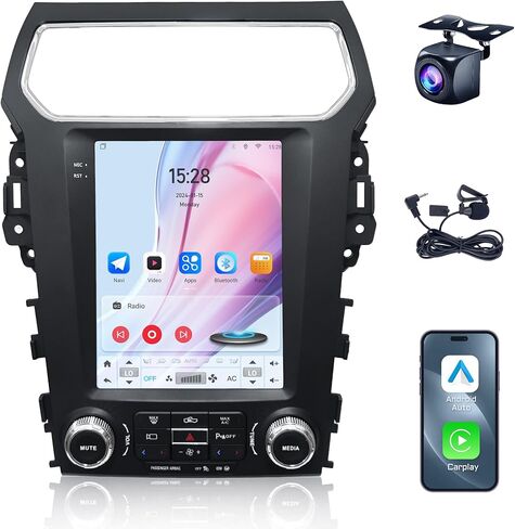 12.1" Radio Upgrade for Ford Explorer 2011-2019,8Core Explorer Android 13 Headunit T-Style Vertical Screen Stereo with CarPlay Android Auto DSP GPS AM FM GPS 1080P Backup Camera 4+64G in Saudi Arabia