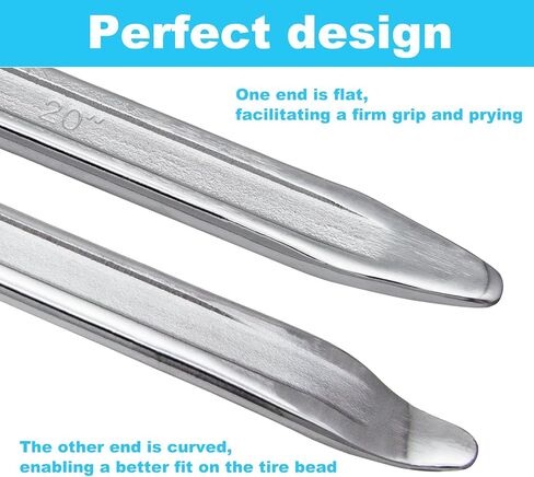 2 حزمة من ملاعق الإطارات مقاس 24 بوصة حديد، أداة تغيير الإطارات شديدة التحمل، شريط رافعات الإطارات، للسيارات والدراجات النارية والدراجات الترابية وملعقة إطارات جزازة العشب (18 بوصة) in Kuwait