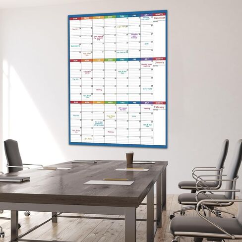 Large Dry Erase Calendar For Wall - Undated 3 Month Calendar, 28'' x 40'', Erasable & Reusable Laminated White Board, 8 Round Stickers, Vertical for Office, Home and School in Saudi Arabia