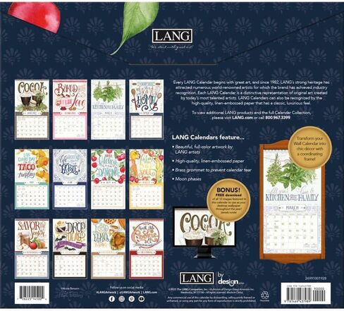 Lang, Love to Cook 2026 Wall Calendar by Nicole Tamarin, 13.4'' X 12'', 12-Month Calendar with Stapled Binding in Saudi Arabia