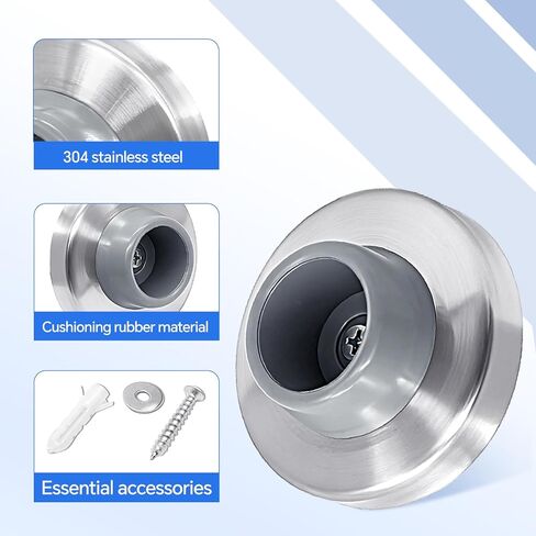 8 قطع سدادات أبواب حائطية ممتصة للصدمات للأبواب المقعرة - الحجم، أبواب من الفولاذ المقاوم للصدأ توقف واقي الحائط مقبض مطاطي واقي مقبض الأبواب باللون الرمادي in Kuwait