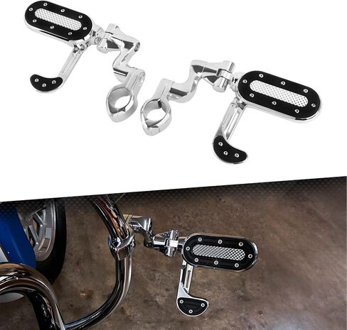 Highway Foot Pegs with Flip-out Heel Rests For 1.25" Engine Guard Motorcycle Footpegs Fit for Harley Touring Road King Glide Softail Dyna Sportster Breakout Deluxe Fat Bob CVO (Chrome) in Saudi Arabia