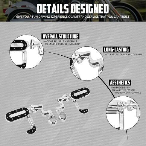 Highway Foot Pegs with Flip-out Heel Rests For 1.25" Engine Guard Motorcycle Footpegs Fit for Harley Touring Road King Glide Softail Dyna Sportster Breakout Deluxe Fat Bob CVO (Chrome) in Saudi Arabia
