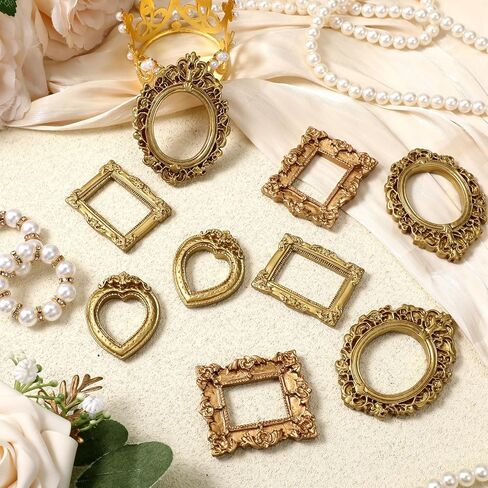 12 Pcs Miniature Picture Frames Mini Vintage Gold Frame Antique Resin Rectangle Jewelry Frame DIY Photo Crafts Tiny Picture Frames Christmas Party Wedding Decoration in Saudi Arabia