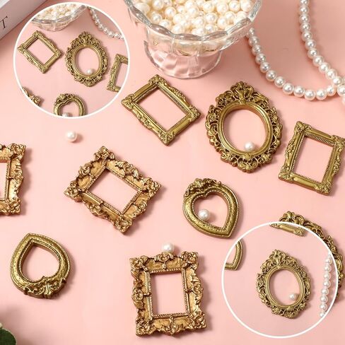 12 Pcs Miniature Picture Frames Mini Vintage Gold Frame Antique Resin Rectangle Jewelry Frame DIY Photo Crafts Tiny Picture Frames Christmas Party Wedding Decoration in Saudi Arabia