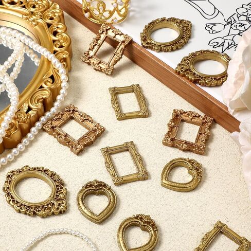 12 Pcs Miniature Picture Frames Mini Vintage Gold Frame Antique Resin Rectangle Jewelry Frame DIY Photo Crafts Tiny Picture Frames Christmas Party Wedding Decoration in Saudi Arabia