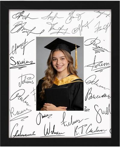 إطار صورة قابل للتوقيع مقاس 11 × 14 من eletecpro مع غطاء أكريليك شفاف، وإطار صورة مميز مع عرض حصيرة مقاس 5 × 7 لسطح الطاولة أو الجدار، بديل كتاب ضيوف الزفاف، ديكور التخرج، أسود in Kuwait