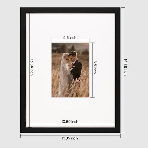 إطار صورة قابل للتوقيع مقاس 11 × 14 من eletecpro مع غطاء أكريليك شفاف، وإطار صورة مميز مع عرض حصيرة مقاس 5 × 7 لسطح الطاولة أو الجدار، بديل كتاب ضيوف الزفاف، ديكور التخرج، أسود in Kuwait