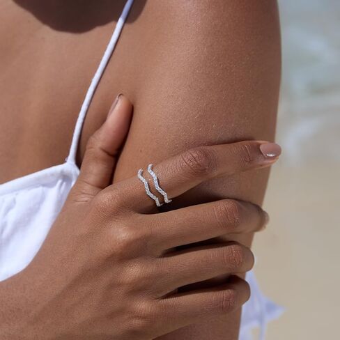 STORYJEWELLERY Thumb Rings for Women, Silver Ring, Silver Wedding Band for Women, Wave Ring, Stackable Rings, Gifts for Her in Saudi Arabia