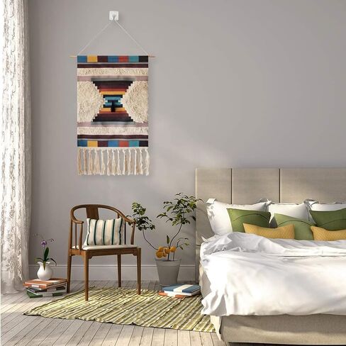 قماش حائط منسوج من Macrame، مقاس 50.8 سم عرضًا × 86.36 سم ارتفاعًا، كبير جدًا بوهو شيك بوهيمي مغربي، ديكور هندسي للشقة، غرفة نوم الأطفال، مدخل باب غرفة المعيشة (ملخص-005) in Saudi Arabia
