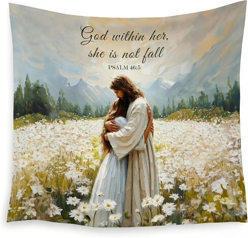 LADOCK Jesus and Lamb Christian Wall Tapestry, the Lord Is My Shepherd Psalm 23 Bible Verse Religious Tapestry Wall Hanging Decor for Church Prayer Room Home Office, 50x60 Inch in Kuwait
