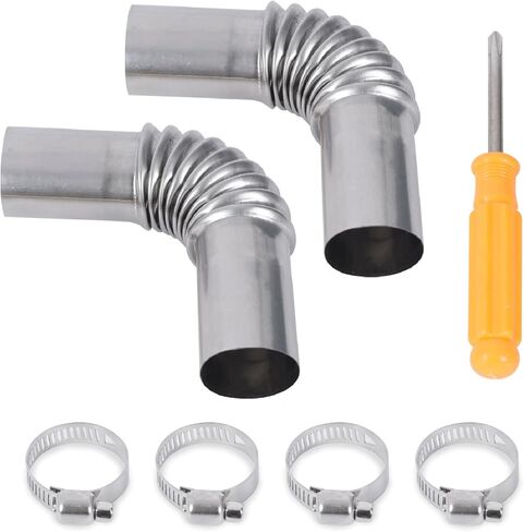 2Pcs Diesel Heater Exhaust Pipe Tube 90 Degree Elbow with 4Pcs Clamps and Screwdriver,24mm Air Parking Heater Duct Connector Outlet Exhaust Extension Elbow,Diesel Heater Accessories Parts in Saudi Arabia