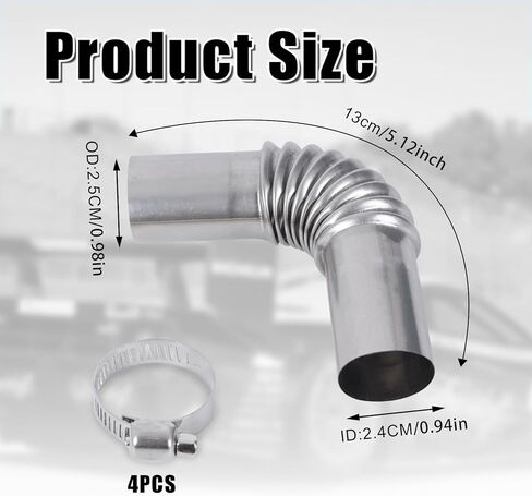 2Pcs Diesel Heater Exhaust Pipe Tube 90 Degree Elbow with 4Pcs Clamps and Screwdriver,24mm Air Parking Heater Duct Connector Outlet Exhaust Extension Elbow,Diesel Heater Accessories Parts in Saudi Arabia