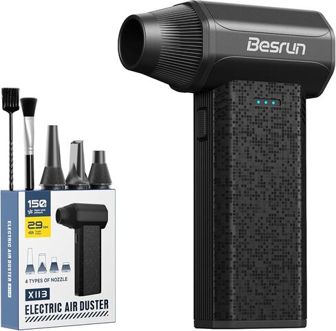 Electric Air Duster - 110,000 RPM Compressed Air Duster Replacement, 120W Cordless Air Blower for Computer Keyboard & Car, 3-Speed Rechargeable Mini Turbo Fan, Type-C Fast Charge (X113) in Saudi Arabia