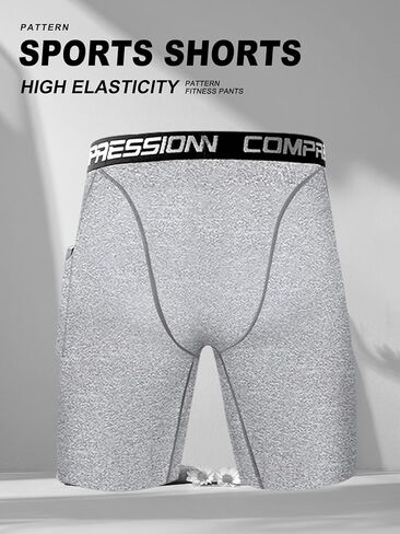 Men’s Compression Shorts,with High Elasticity and Pocket, Breathable Athletic Fitness Pants for Running and Training in Saudi Arabia