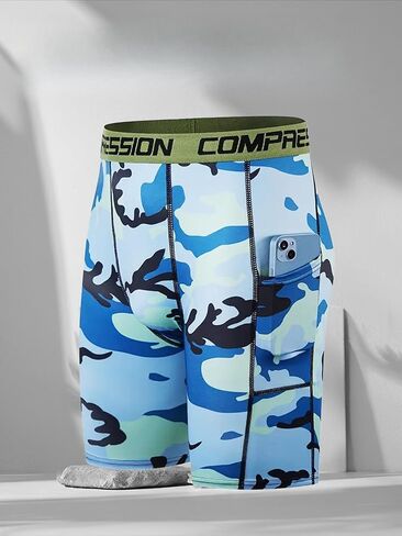 Men’s Compression Shorts,with High Elasticity and Pocket, Breathable Athletic Fitness Pants for Running and Training in Saudi Arabia