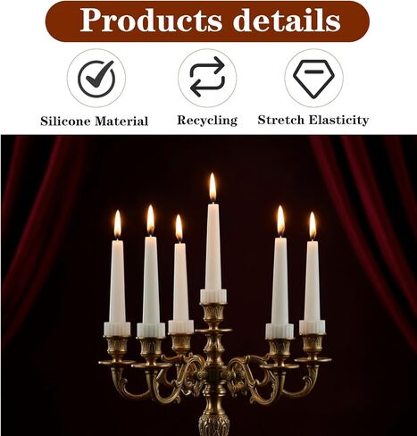 12Pcs Candle Grips, Silicone Candle Grippers for Taper Candles to Secure Candles Upright, Reusable Protectors for Wedding Centerpieces & Table Decor in Saudi Arabia