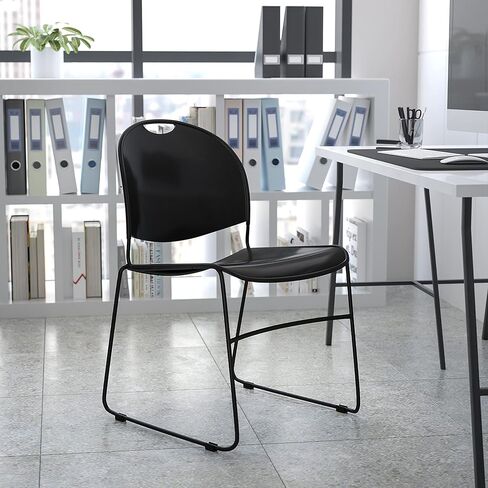 EMMA + OLIVER Black Ultra-Compact School Stack Chair - Office Guest Chair/Student Chair in Saudi Arabia