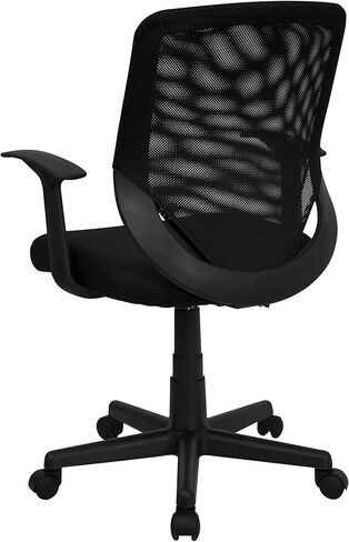 Flash Furniture Norris Mid-Back Mesh Tapered Back Swivel Task Office Chair with T-Arms, Ergonomic Padded Mesh Swivel Computer Chair, Black in Kuwait