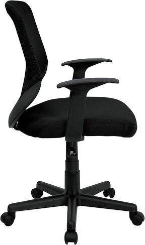 Flash Furniture Norris Mid-Back Mesh Tapered Back Swivel Task Office Chair with T-Arms, Ergonomic Padded Mesh Swivel Computer Chair, Black in Kuwait