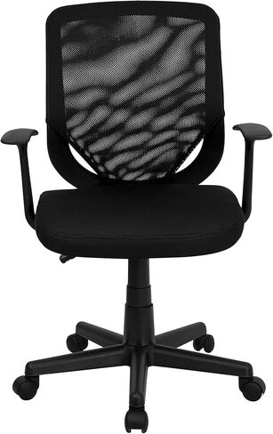Flash Furniture Norris Mid-Back Mesh Tapered Back Swivel Task Office Chair with T-Arms, Ergonomic Padded Mesh Swivel Computer Chair, Black in Kuwait