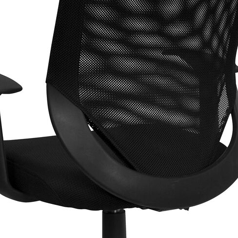 Flash Furniture Norris Mid-Back Mesh Tapered Back Swivel Task Office Chair with T-Arms, Ergonomic Padded Mesh Swivel Computer Chair, Black in Kuwait