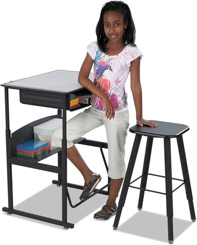 Safco Products 1205BL Alphabetter® Stool for Alphabetter Stand-Up Desk (Sold Separately), Black Frame, Black Seat Classroom and Home School Desk in Saudi Arabia