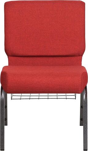 BizChair 21"W Church Chair, Crimson Fabric Cup Book Rack/Silver Vein Frame in Kuwait