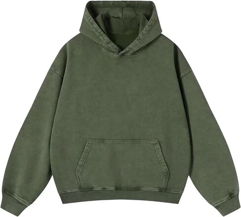 KPOP Acid Wash Hoodie for Men Oversized Vintage Cotton Sweatshirt Retro Pullover Couples Streetwear with Pockets Unisex in Kuwait