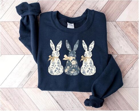 Up2ournecksinfabric, Floral Bunny Sweatshirt, Womens Easter Sweatshirt Green in Saudi Arabia